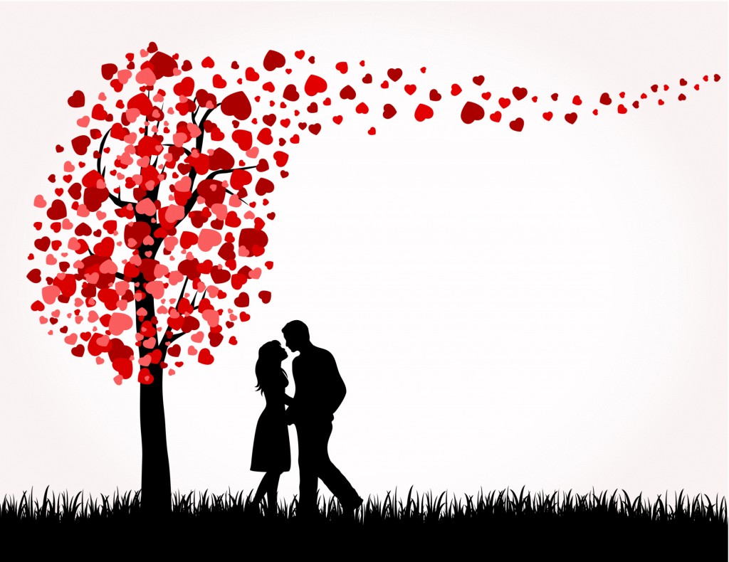 Couple under Hearts tree